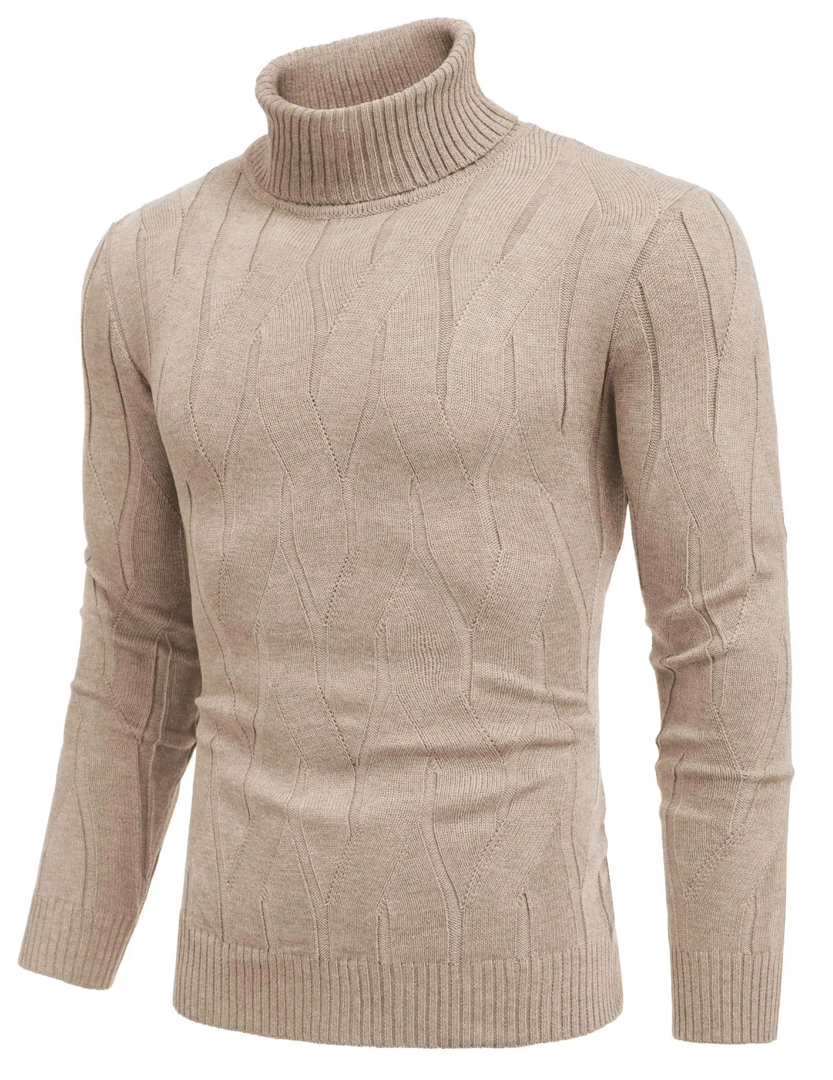 COOFANDY Men's Slim Fit Turtleneck Sweater Long Sleeve Casual Knitted Pullover Sweaters