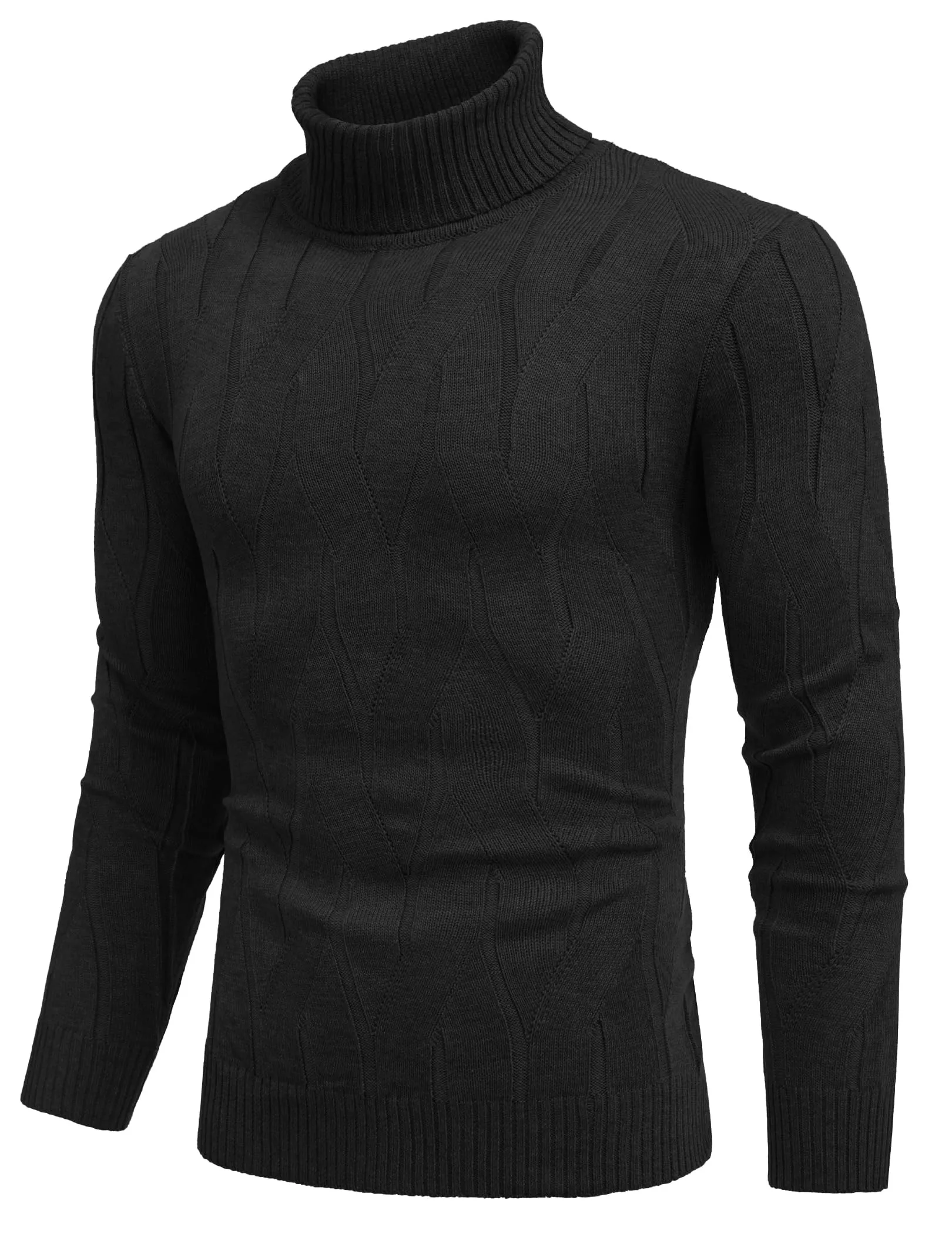 COOFANDY Men's Slim Fit Turtleneck Sweater Long Sleeve Casual Knitted Pullover Sweaters