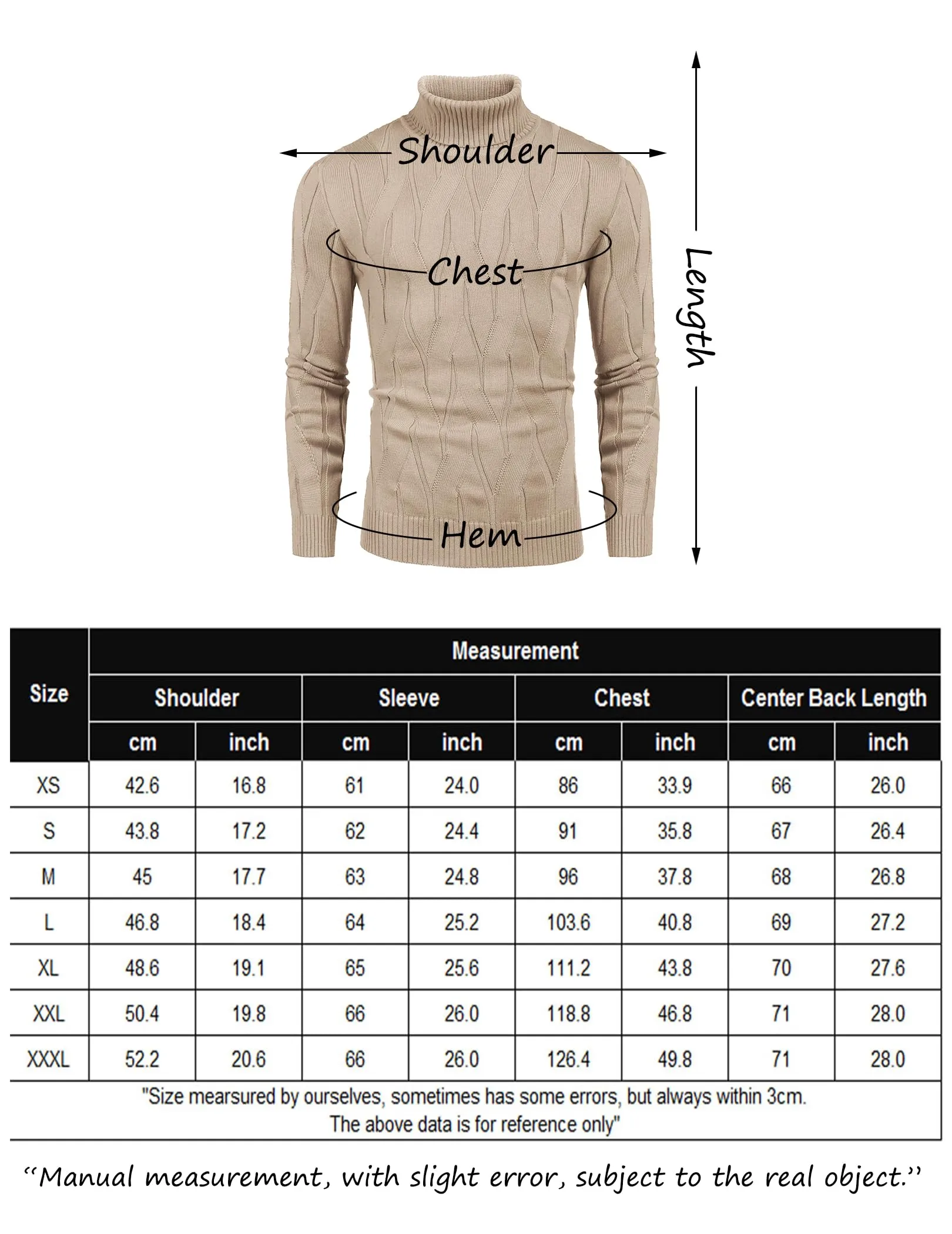 COOFANDY Men's Slim Fit Turtleneck Sweater Long Sleeve Casual Knitted Pullover Sweaters