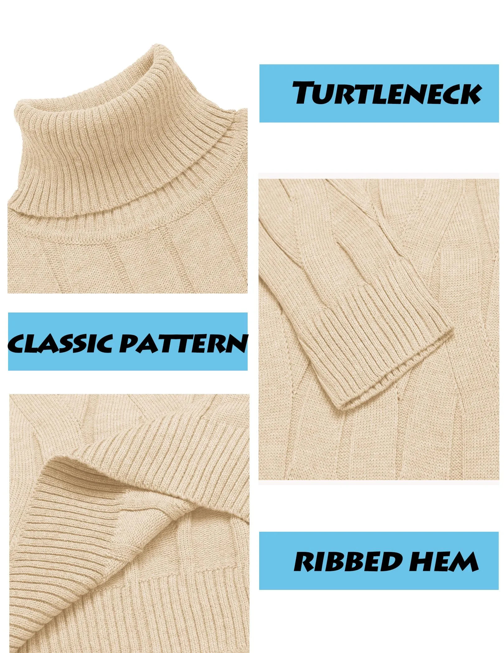 COOFANDY Men's Slim Fit Turtleneck Sweater Long Sleeve Casual Knitted Pullover Sweaters