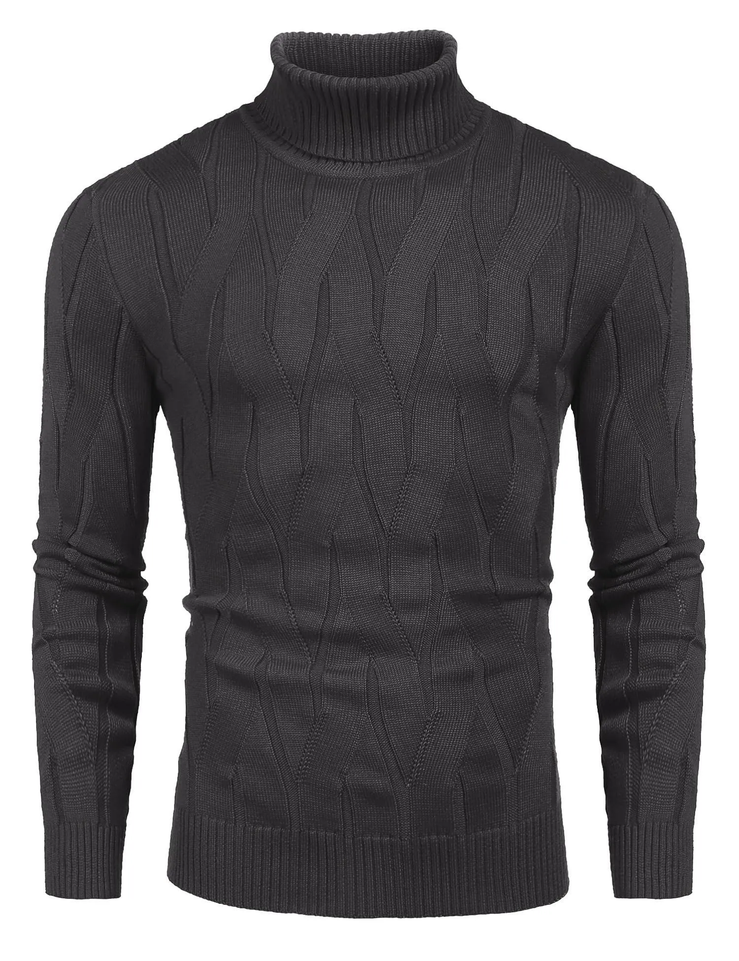 COOFANDY Men's Slim Fit Turtleneck Sweater Long Sleeve Casual Knitted Pullover Sweaters