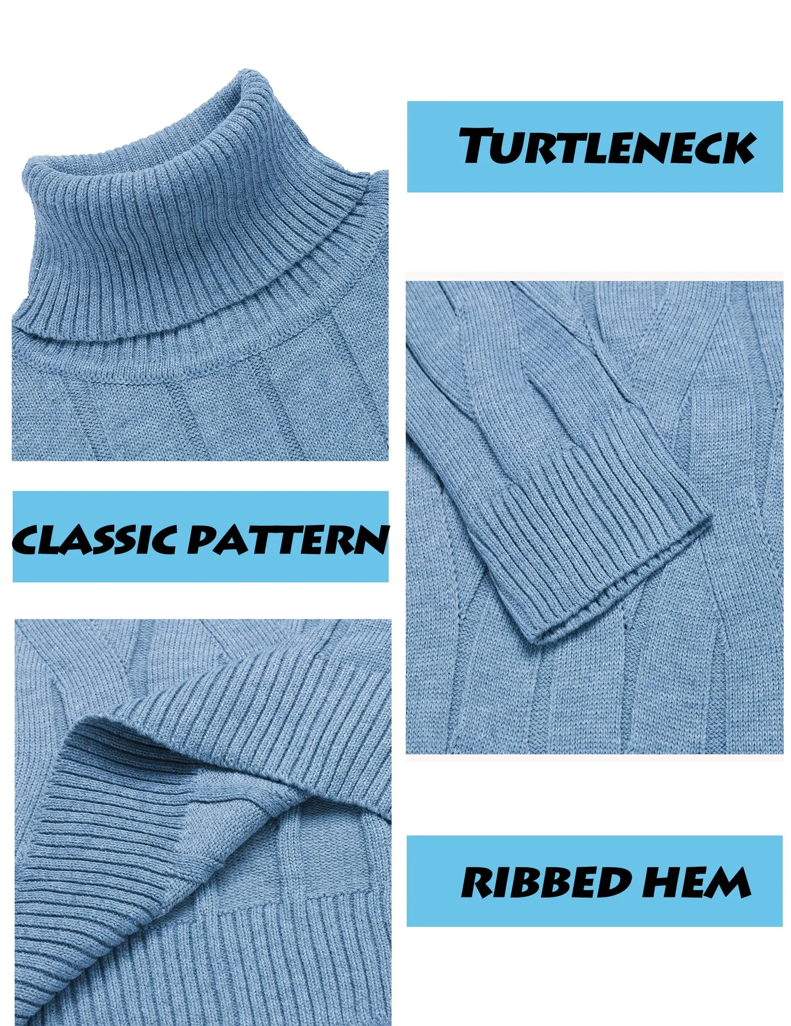 COOFANDY Men's Slim Fit Turtleneck Sweater Long Sleeve Casual Knitted Pullover Sweaters