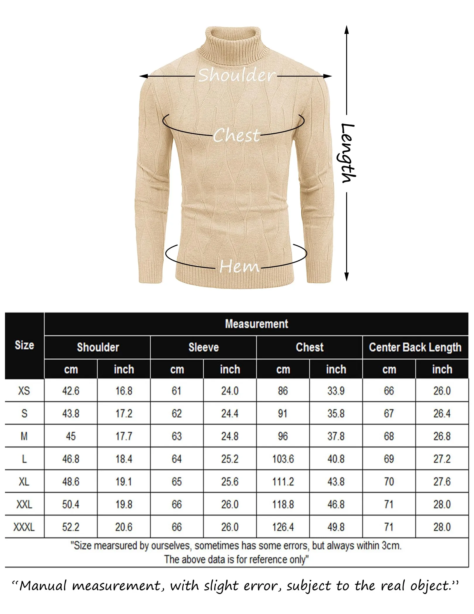 COOFANDY Men's Slim Fit Turtleneck Sweater Long Sleeve Casual Knitted Pullover Sweaters