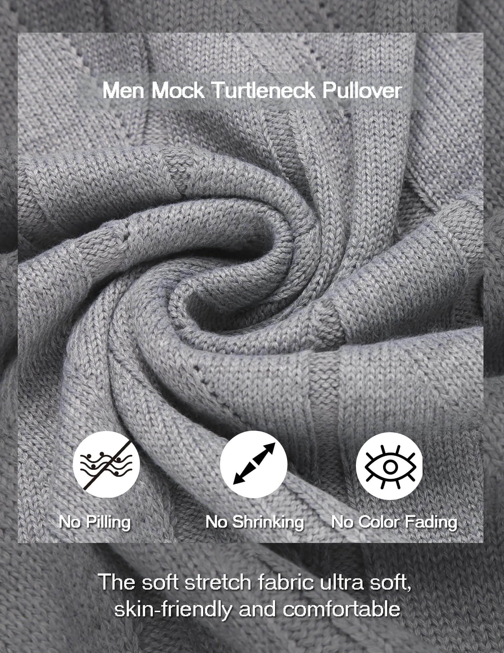 COOFANDY Men's Slim Fit Turtleneck Sweater Long Sleeve Casual Knitted Pullover Sweaters