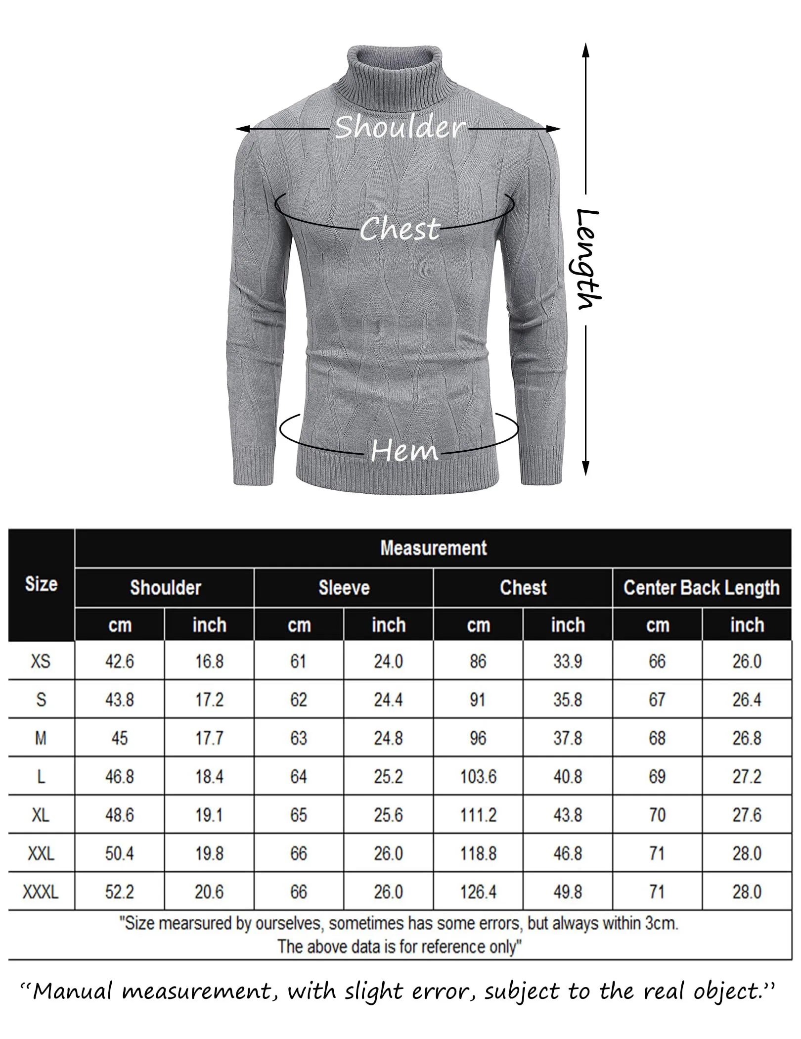 COOFANDY Men's Slim Fit Turtleneck Sweater Long Sleeve Casual Knitted Pullover Sweaters