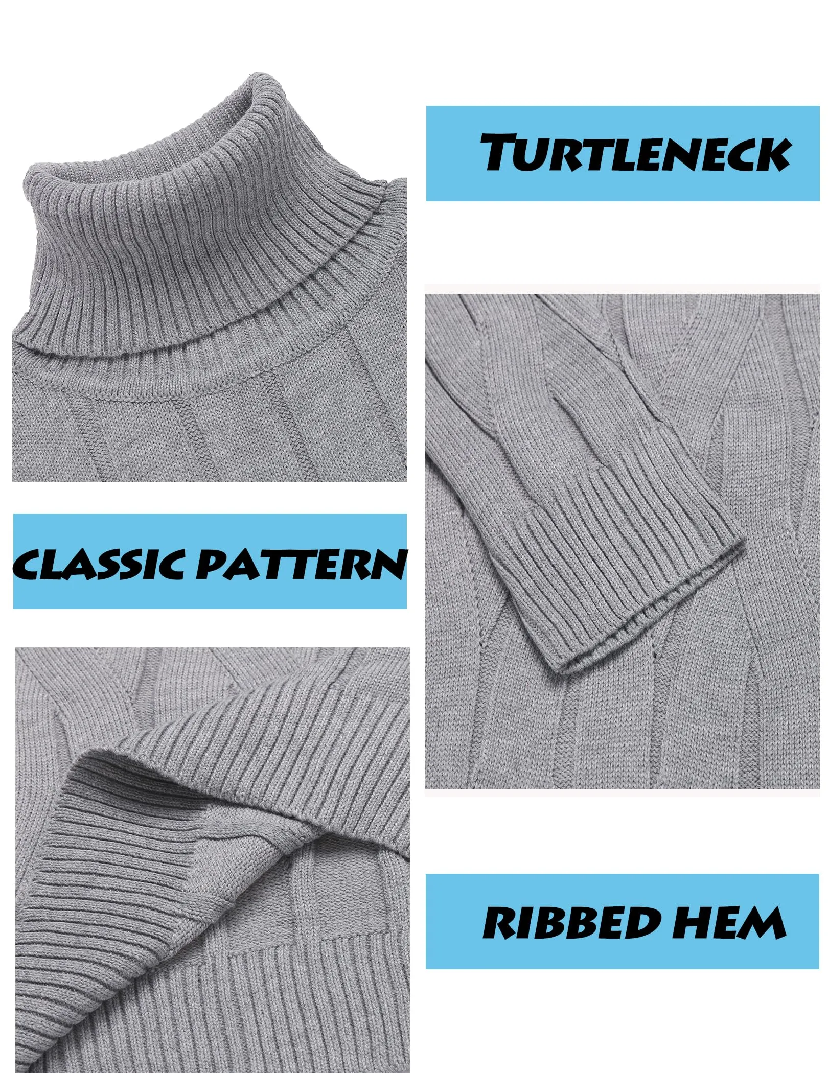 COOFANDY Men's Slim Fit Turtleneck Sweater Long Sleeve Casual Knitted Pullover Sweaters