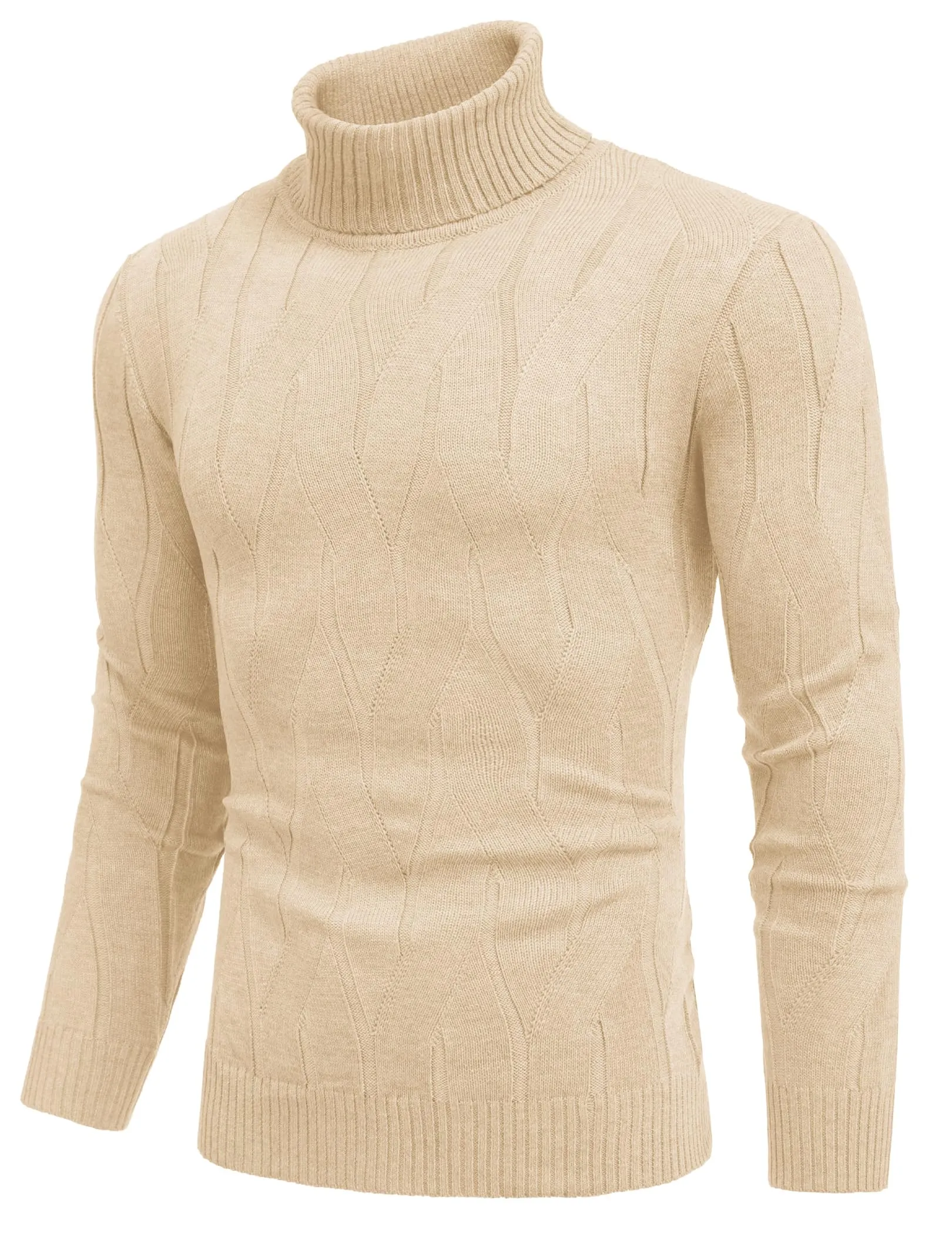 COOFANDY Men's Slim Fit Turtleneck Sweater Long Sleeve Casual Knitted Pullover Sweaters