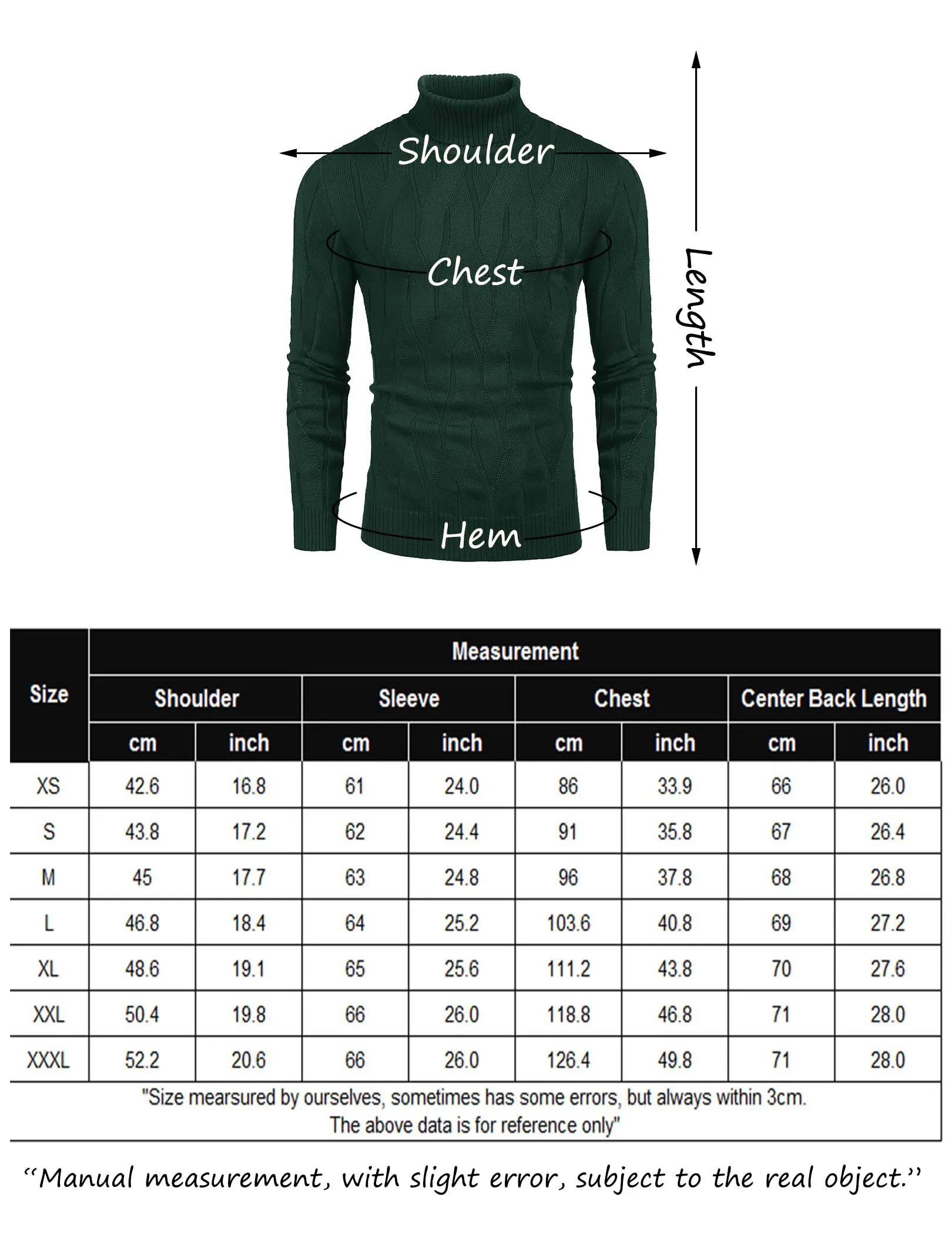 COOFANDY Men's Slim Fit Turtleneck Sweater Long Sleeve Casual Knitted Pullover Sweaters