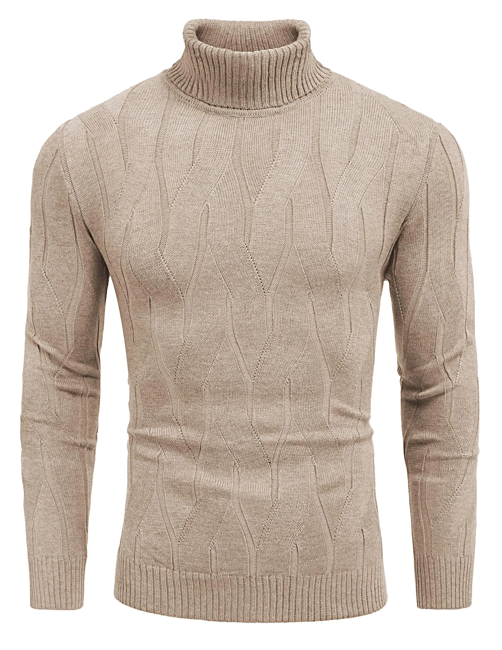 COOFANDY Men's Slim Fit Turtleneck Sweater Long Sleeve Casual Knitted Pullover Sweaters
