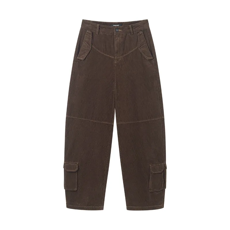 Corduroy Wide-Leg Cargo Pants