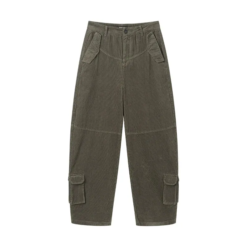 Corduroy Wide-Leg Cargo Pants