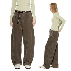 Corduroy Wide-Leg Cargo Pants