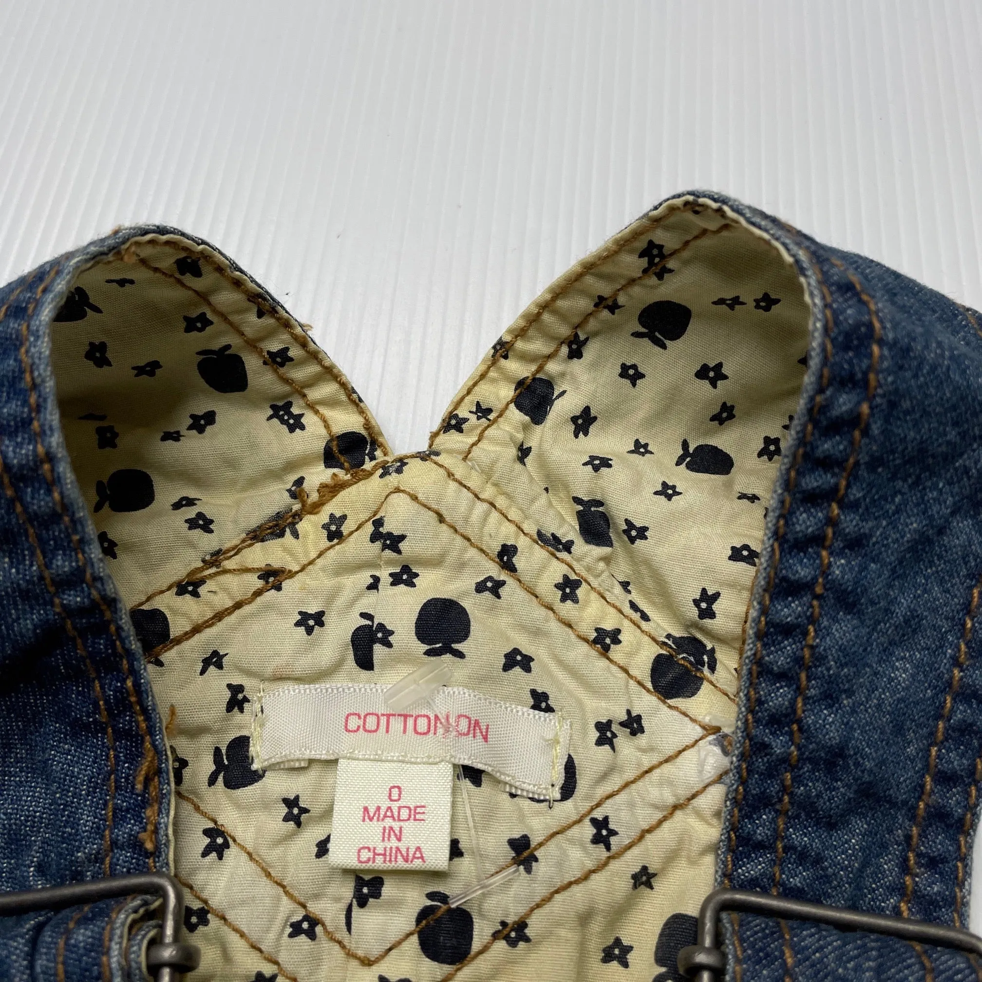 Cotton On denim overalls dress / pinafore, size 0, Pre-loved