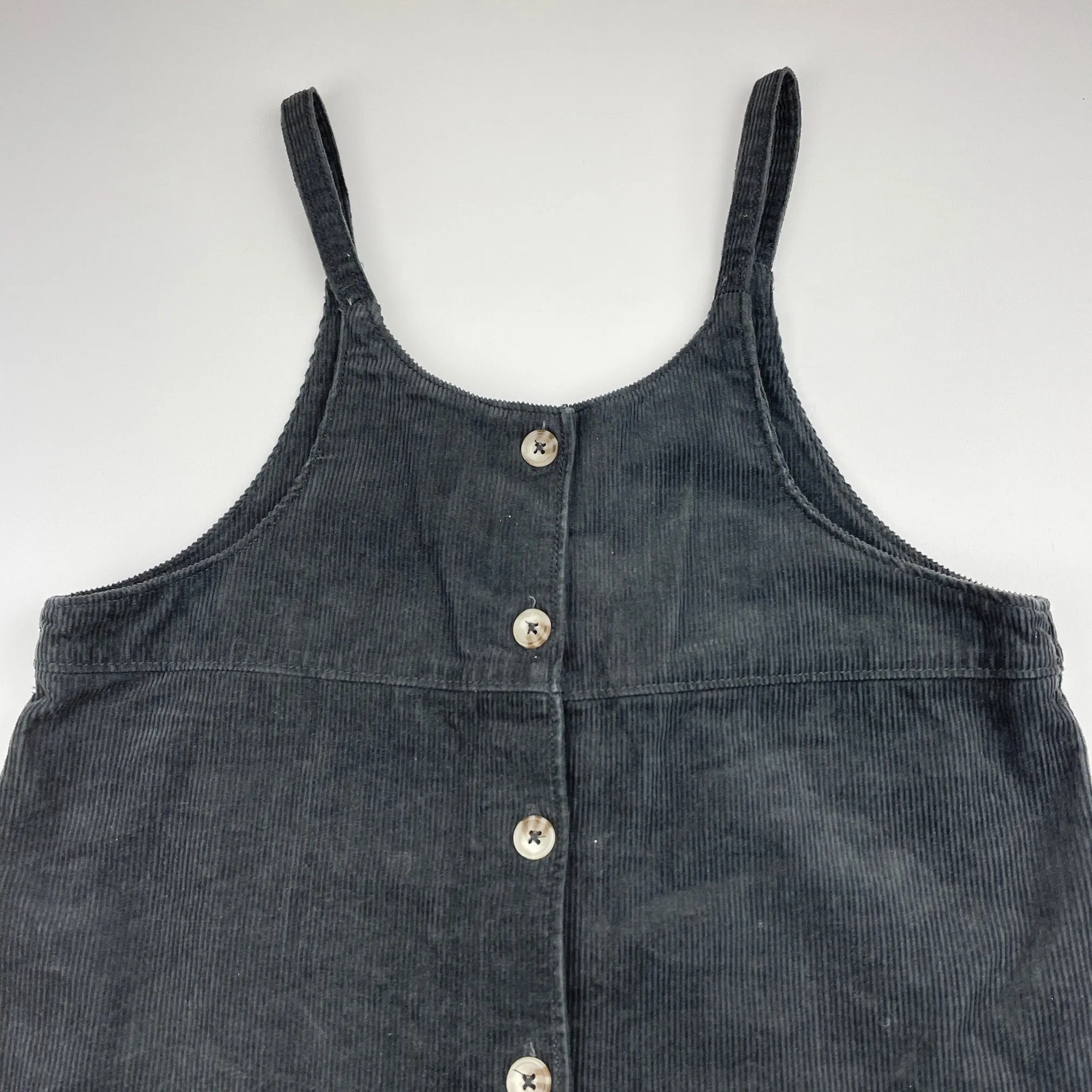 Cotton On grey corduroy cotton overalls dress / pinafore, size 9-10, Pre-loved