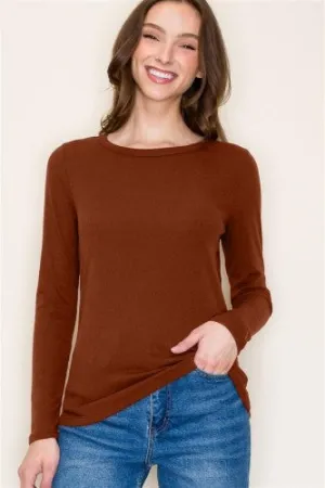 Crew Neck Basic Baby Ribbed Long Sleeve