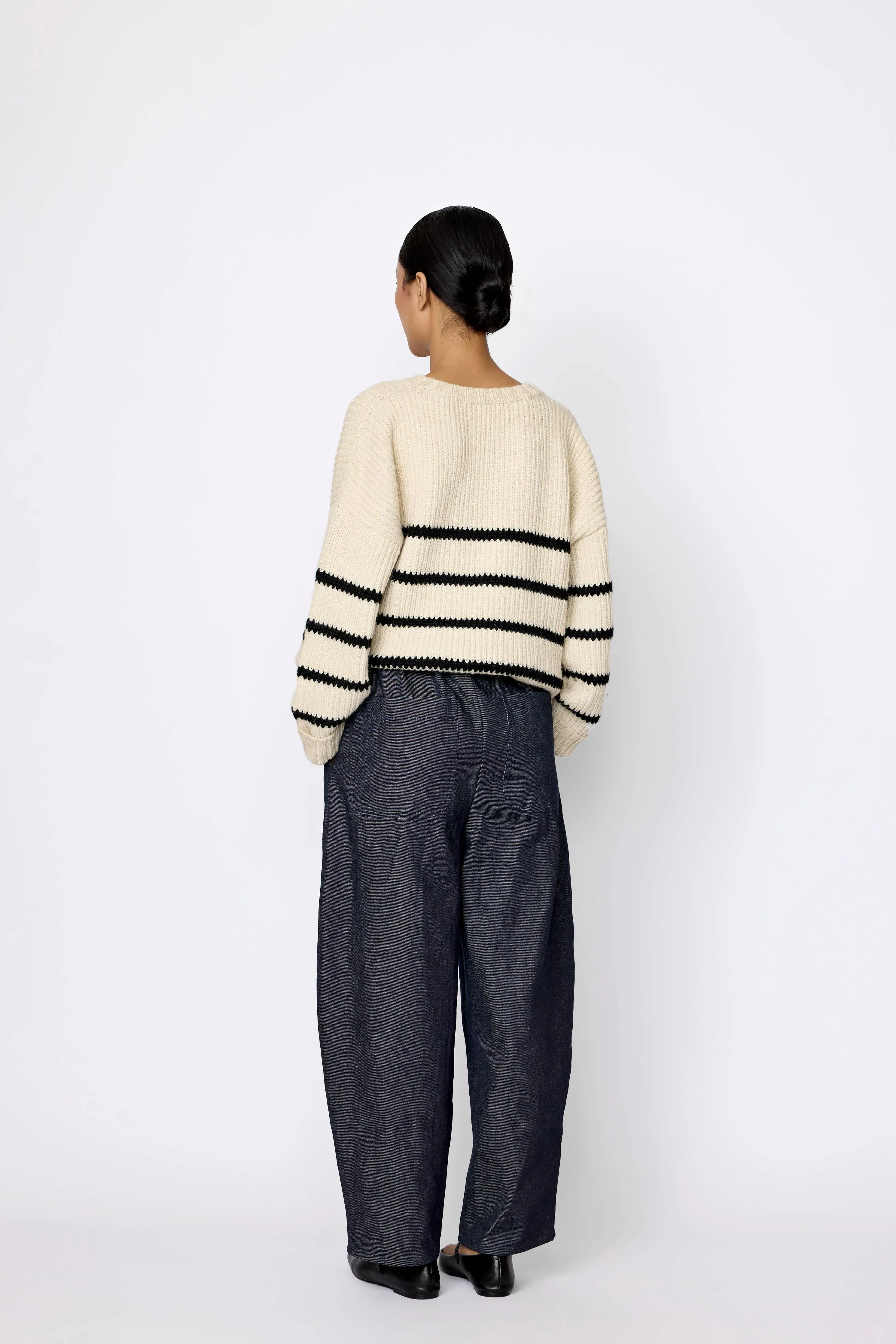 Cropped Field Cotton Stripe Sweater