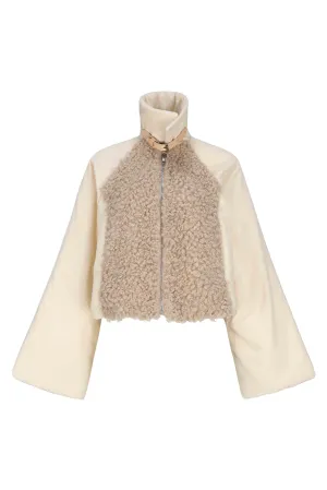 Cropped Terry Jacket Beige