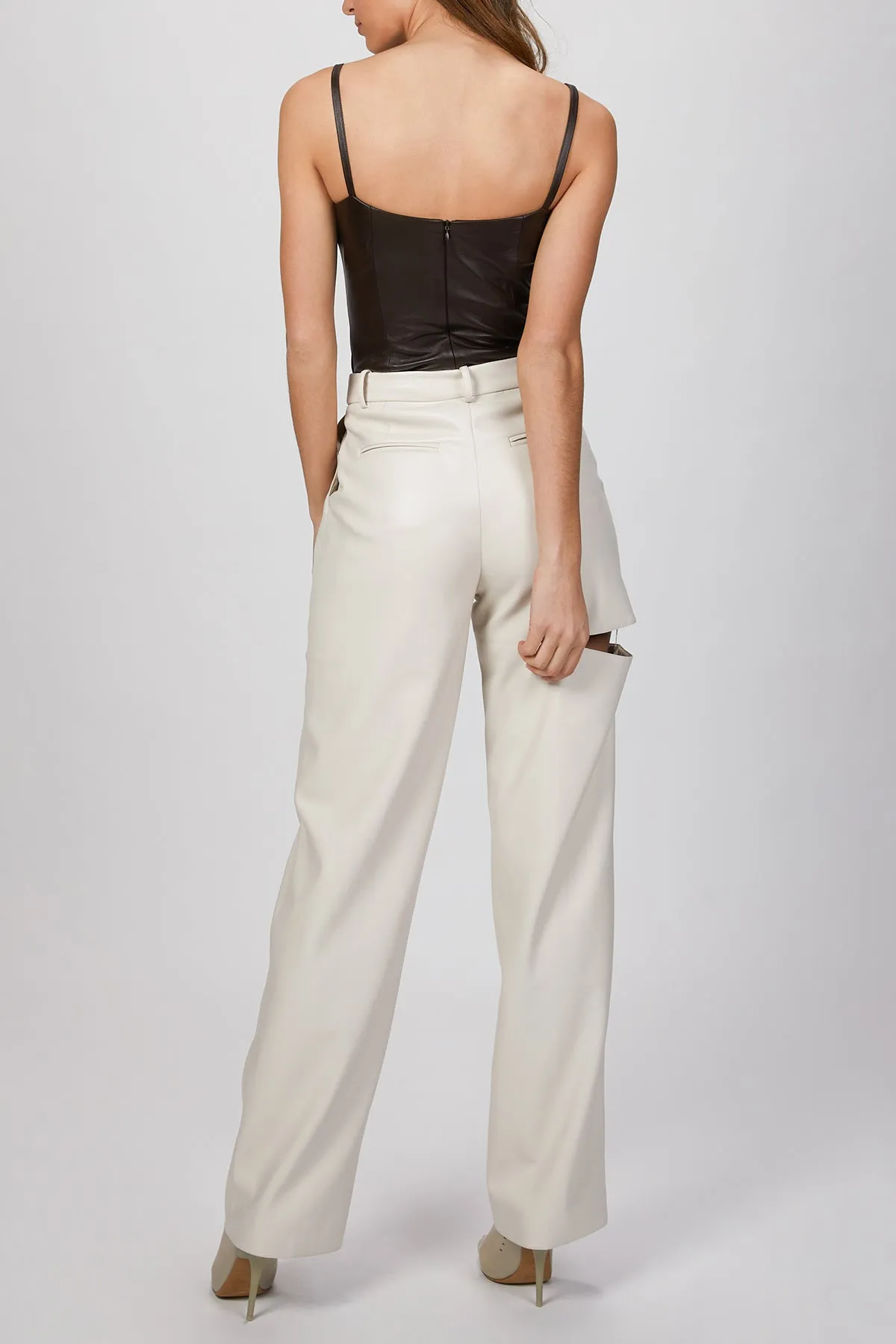 CUTOUT LEATHER BODYSUIT