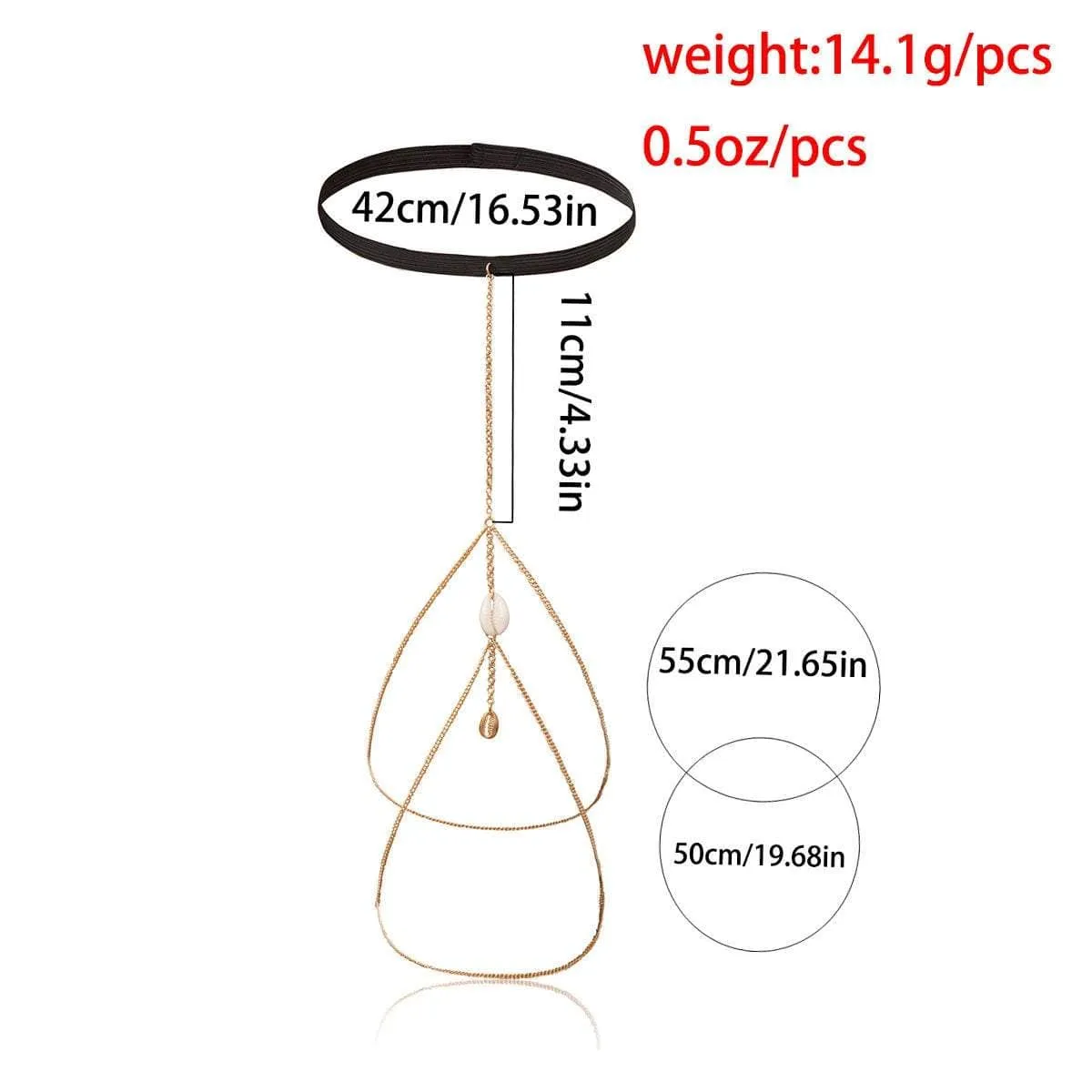 Dainty Chic  Womens Cowry Pendant Thigh Leg Chain - Bikini Beach Harness Body Chain - Body Jewelry Accessories for Women