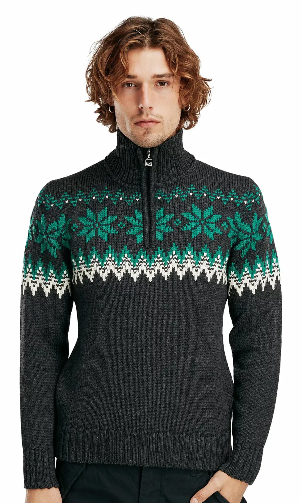 Dale of Norway | Myking Sweater | Dark Charcoal/Bright Green/Off White
