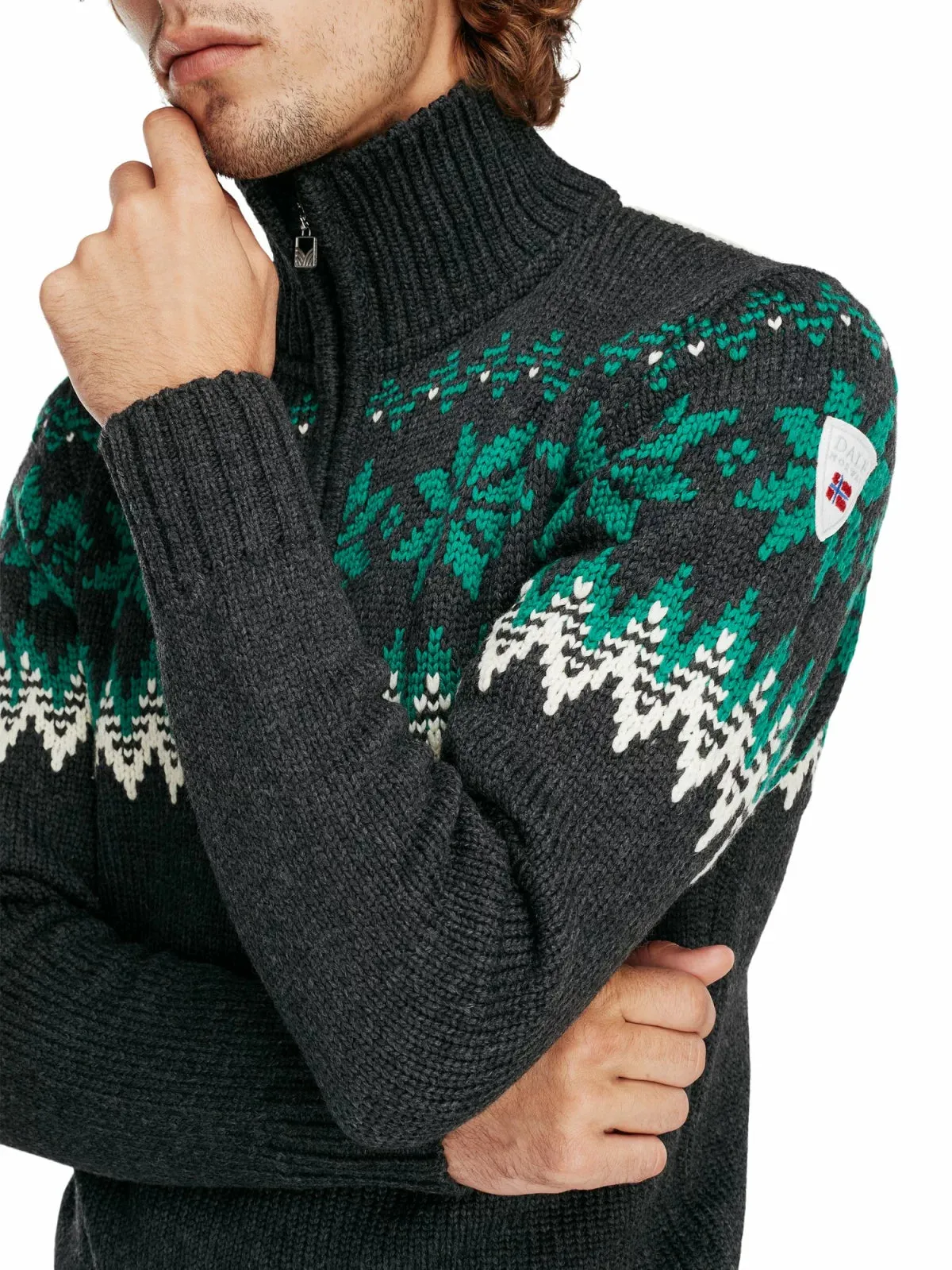 Dale of Norway | Myking Sweater | Dark Charcoal/Bright Green/Off White