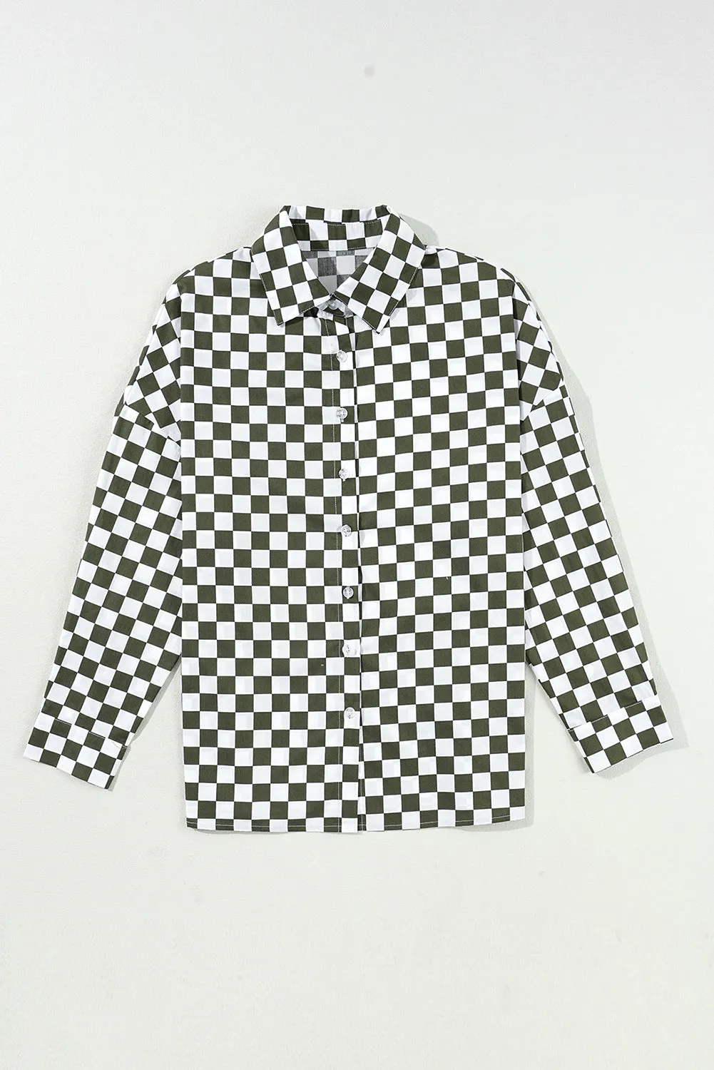 Daphnie Checkered Collared Neck Long Sleeve Shirt