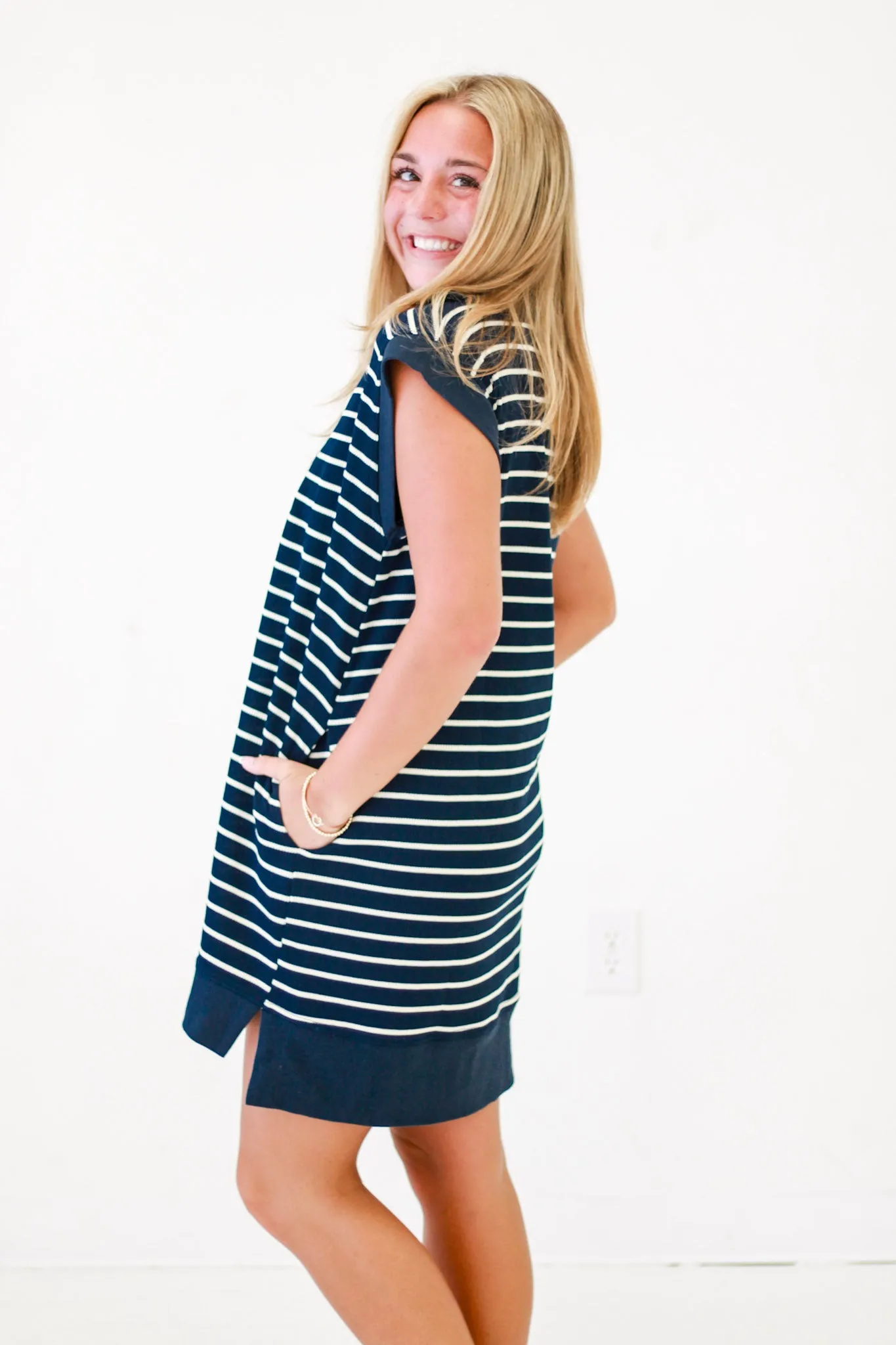 Day Trip Delight Stripe Dress in Navy
