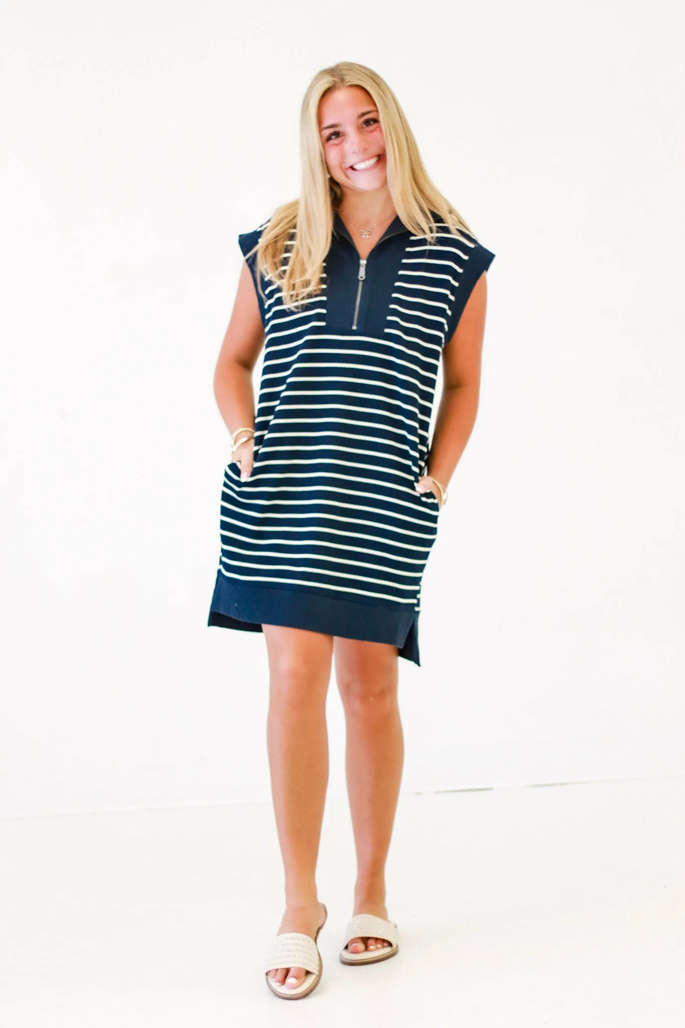 Day Trip Delight Stripe Dress in Navy