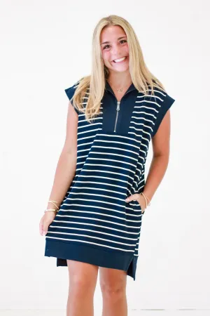 Day Trip Delight Stripe Dress in Navy
