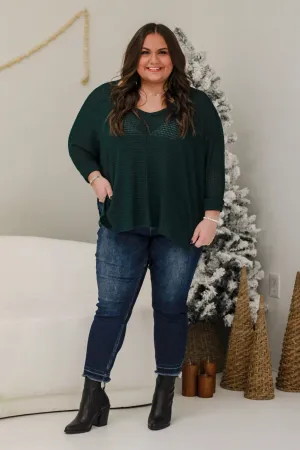 DB In the Moment Waffle Knit Top in Hunter Green