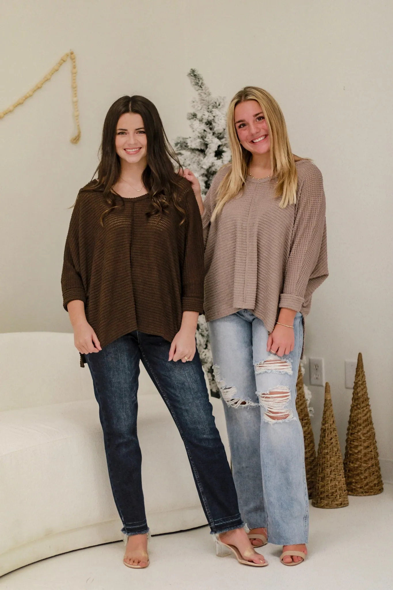 DB In the Moment Waffle Knit Top in Light Mocha