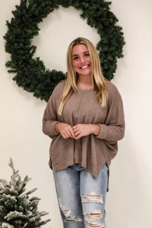 DB In the Moment Waffle Knit Top in Light Mocha