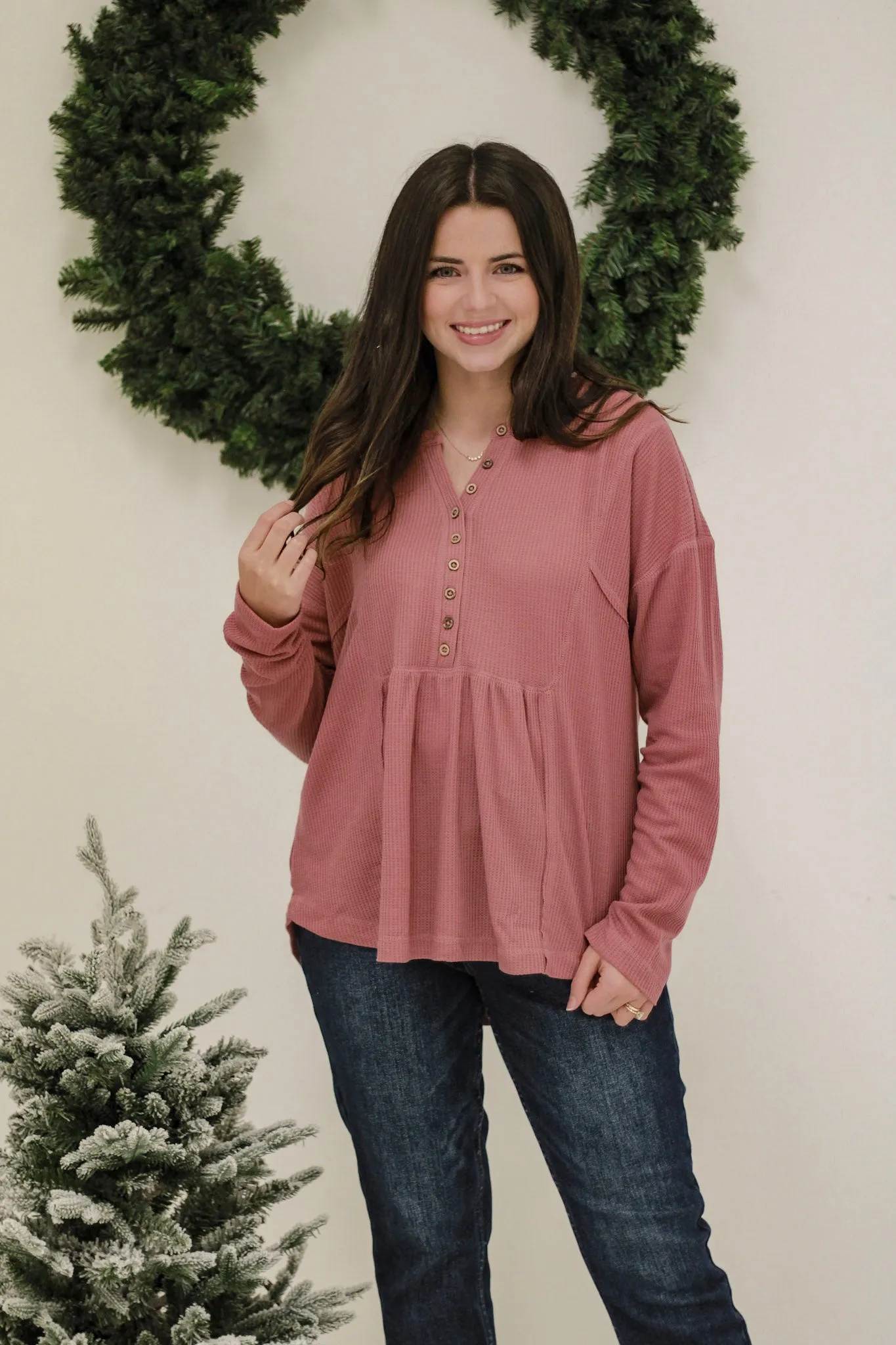 DB Raspberry Love Waffle Knit Top
