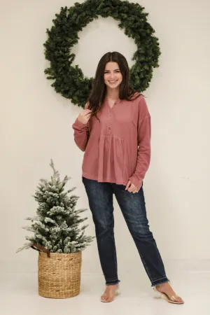 DB Raspberry Love Waffle Knit Top