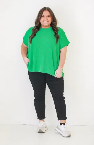 Do You Believe In Love Ribbed Top in Kelly Green