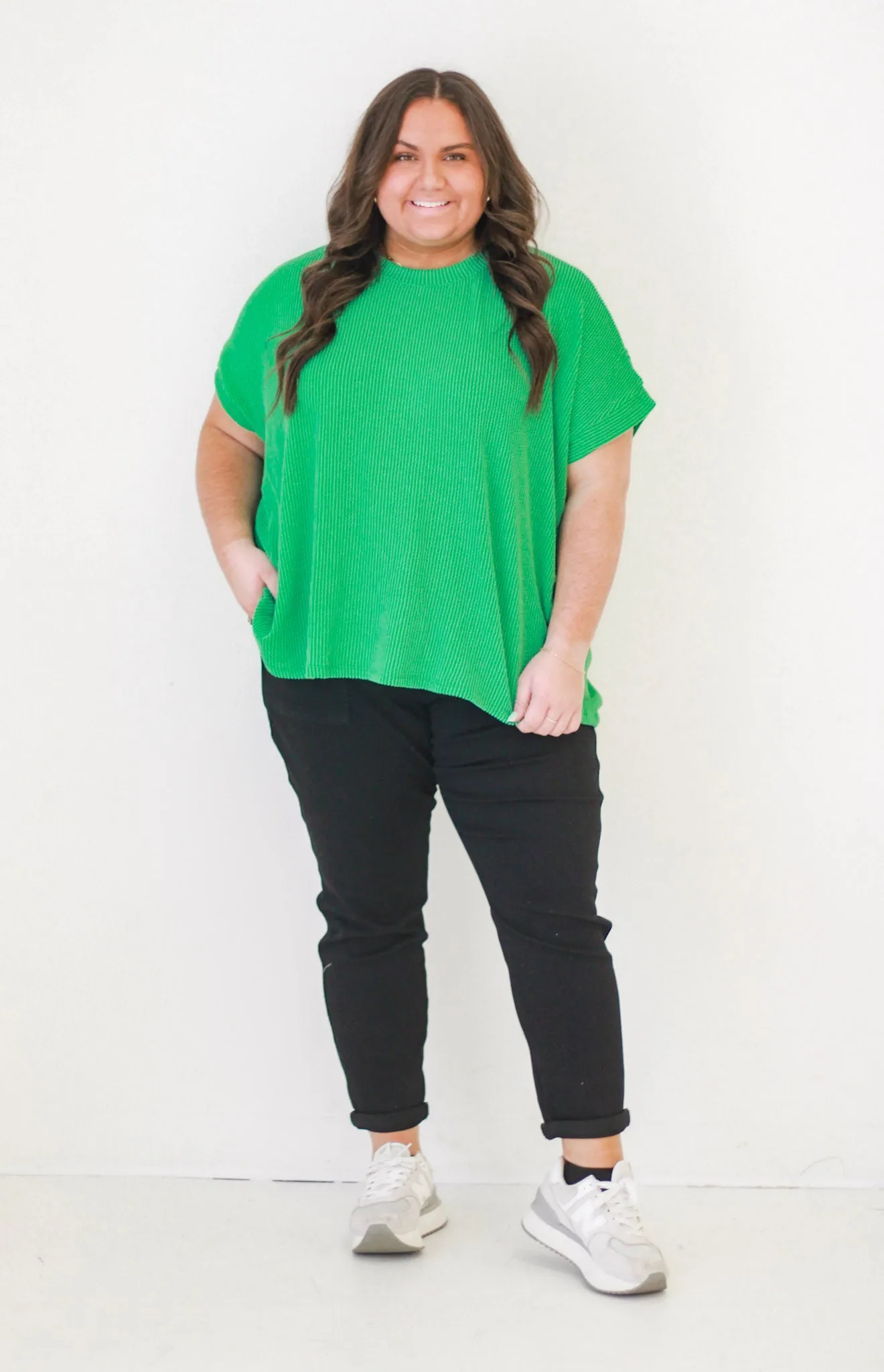 Do You Believe In Love Ribbed Top in Kelly Green