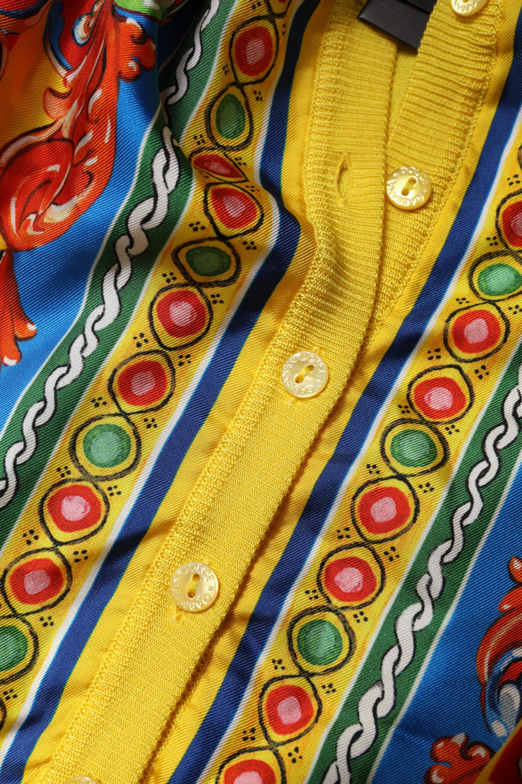 Dolce & Gabbana Yellow Floral Long Sleeves Cardigan Sweater