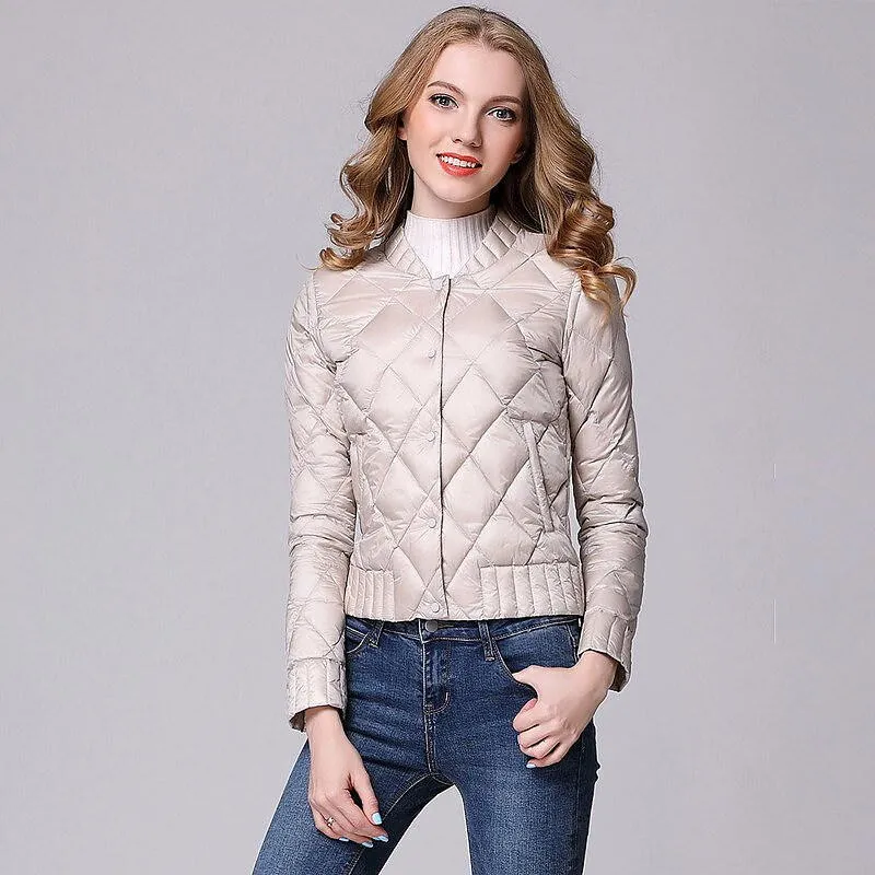 Down Coats Women Lightweight Diamond Lattice Parkas