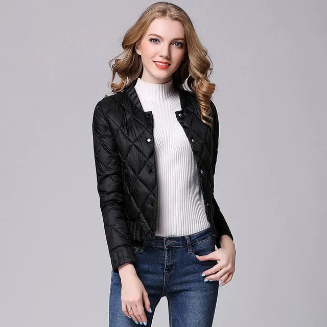Down Coats Women Lightweight Diamond Lattice Parkas