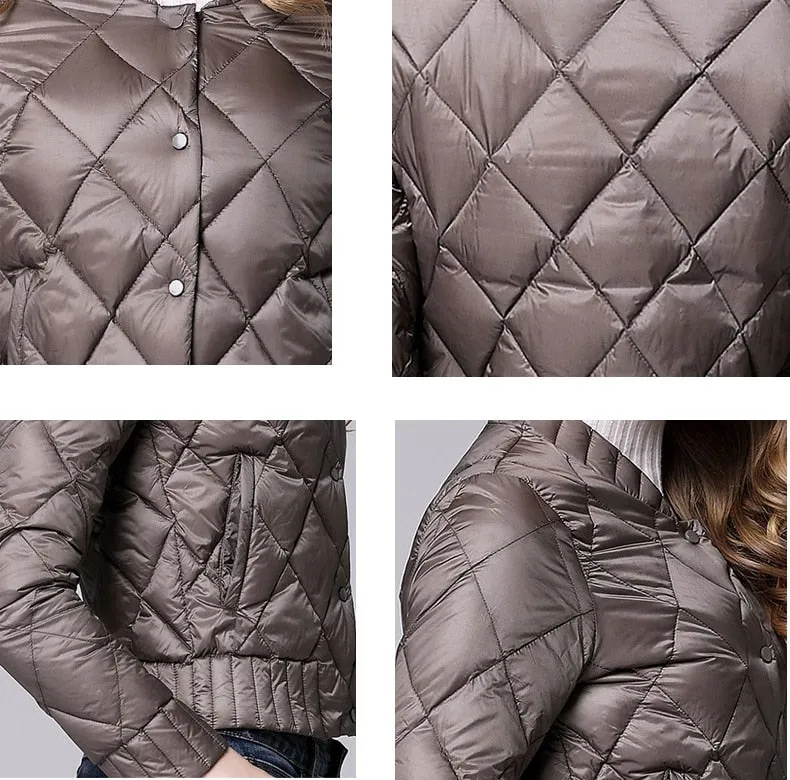 Down Coats Women Lightweight Diamond Lattice Parkas