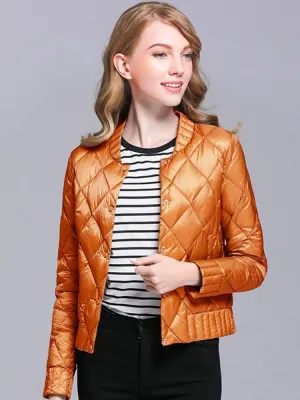 Down Coats Women Lightweight Diamond Lattice Parkas