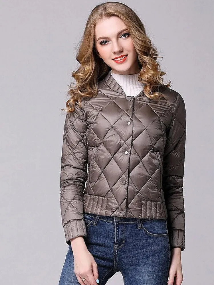 Down Coats Women Lightweight Diamond Lattice Parkas