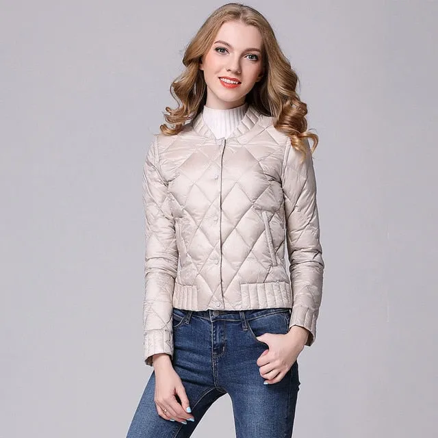 Down Coats Women Lightweight Diamond Lattice Parkas