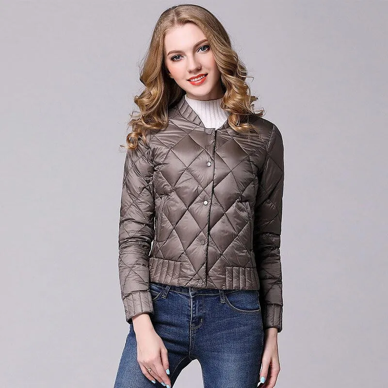 Down Coats Women Lightweight Diamond Lattice Parkas
