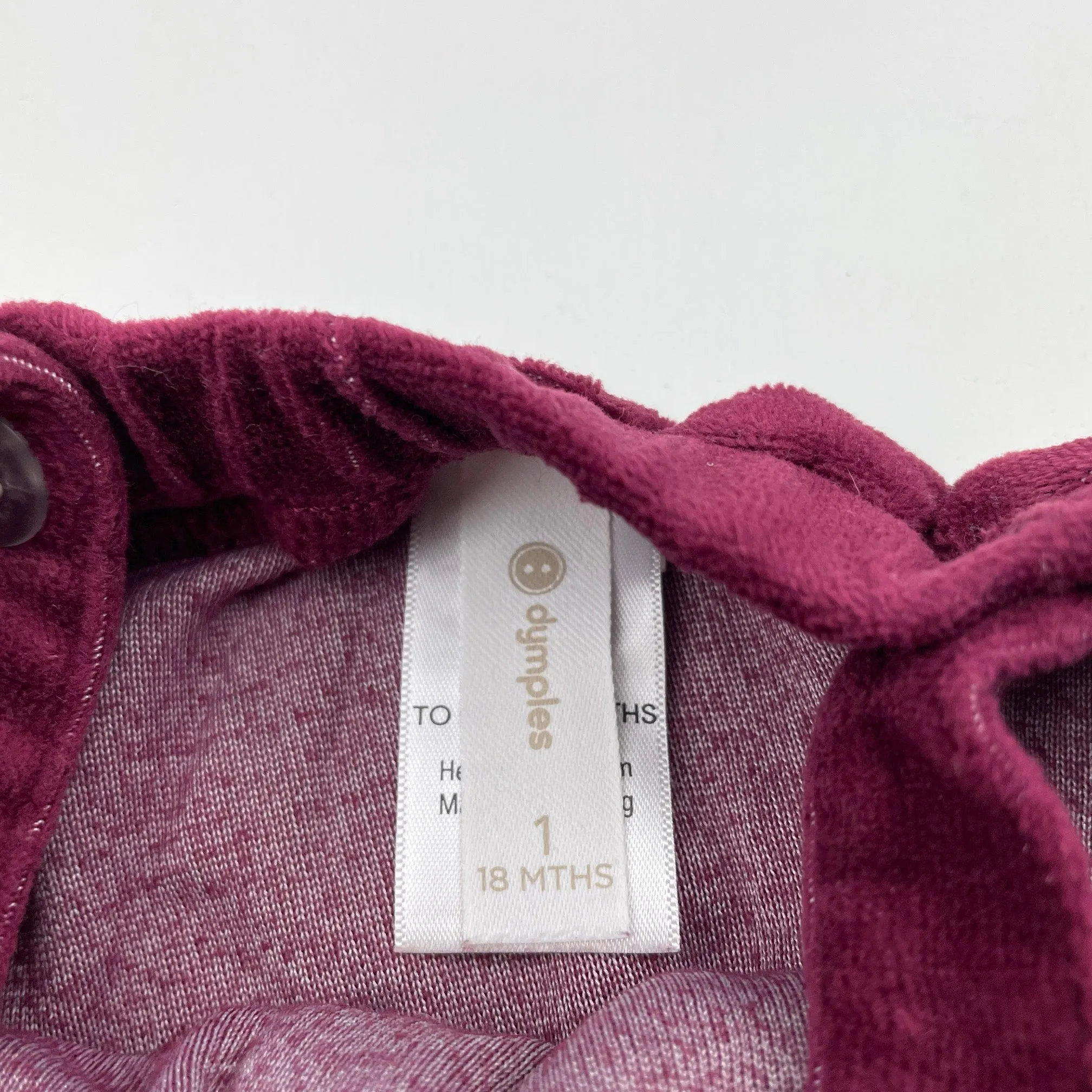Dymples velour overalls dress / pinafore, size 1, Pre-loved