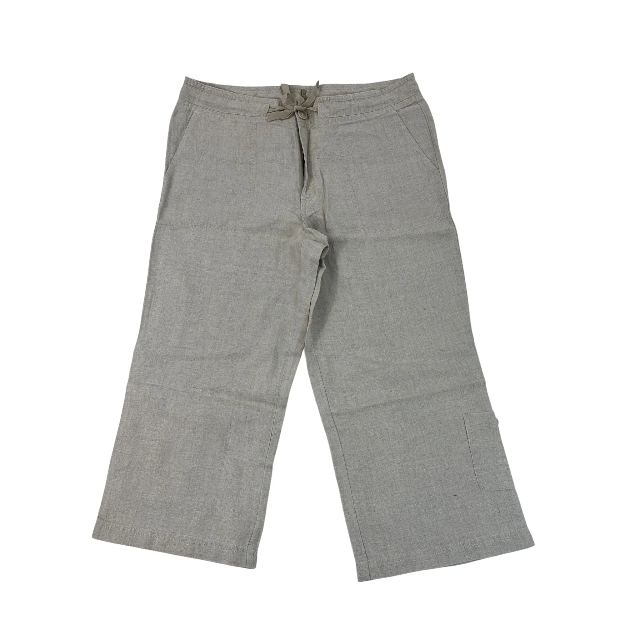 Eddie Bauer Womens Beige Linen Pants Casual Wide-Leg Design Tall Size 12 - New