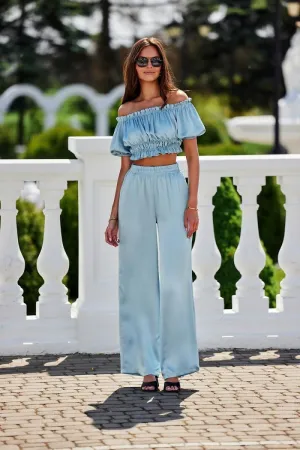 Elegant Satin Wide-Leg Trousers