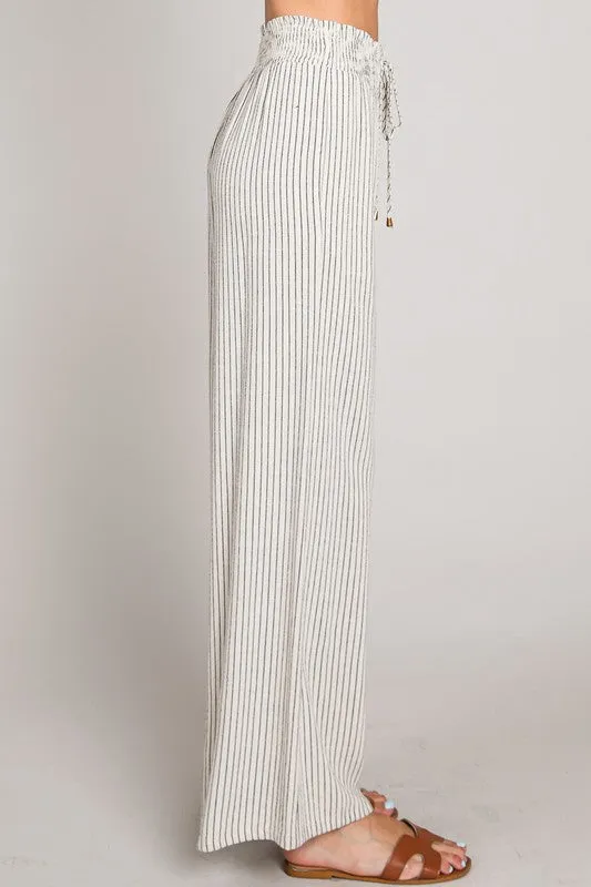 Ella Wide Leg Linen Stripe Pants