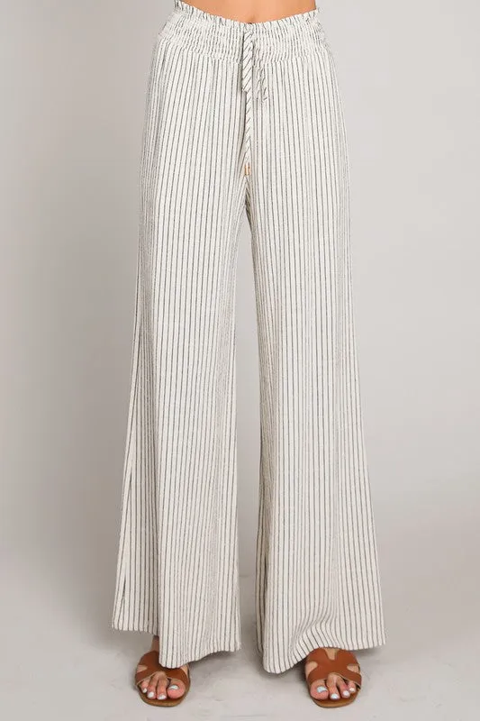 Ella Wide Leg Linen Stripe Pants