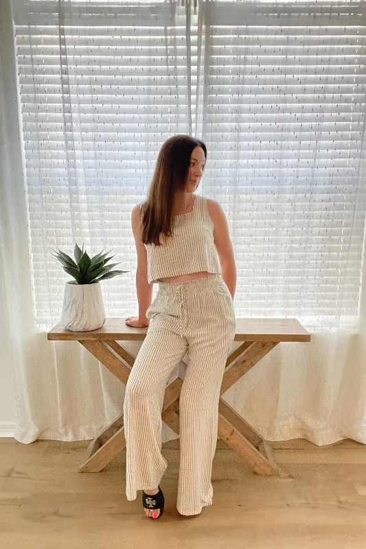 Ella Wide Leg Linen Stripe Pants